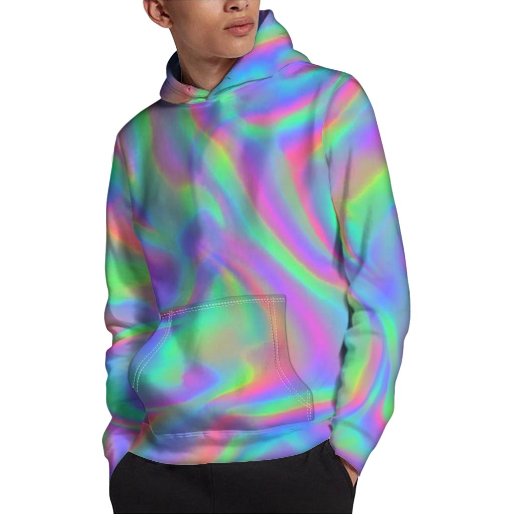 Psychedelic Holographic Trippy Print Pullover Hoodie
