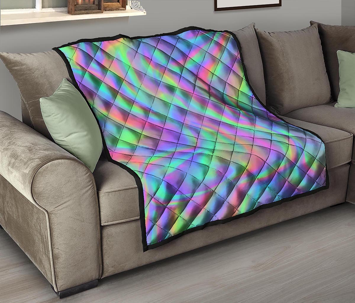 Psychedelic Holographic Trippy Print Quilt