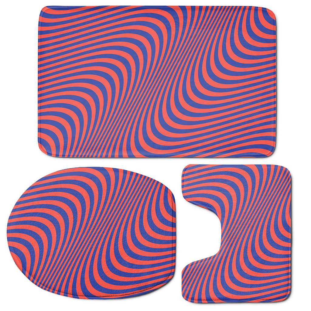 Psychedelic Illusion Print 3 Piece Bath Mat Set
