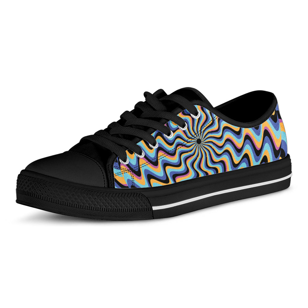 Psychedelic Illusory Motion Print Black Low Top Shoes