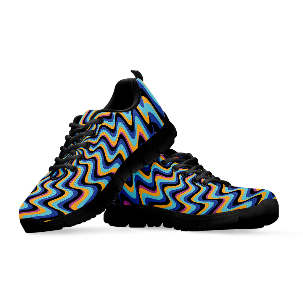 Psychedelic Illusory Motion Print Black Sneakers
