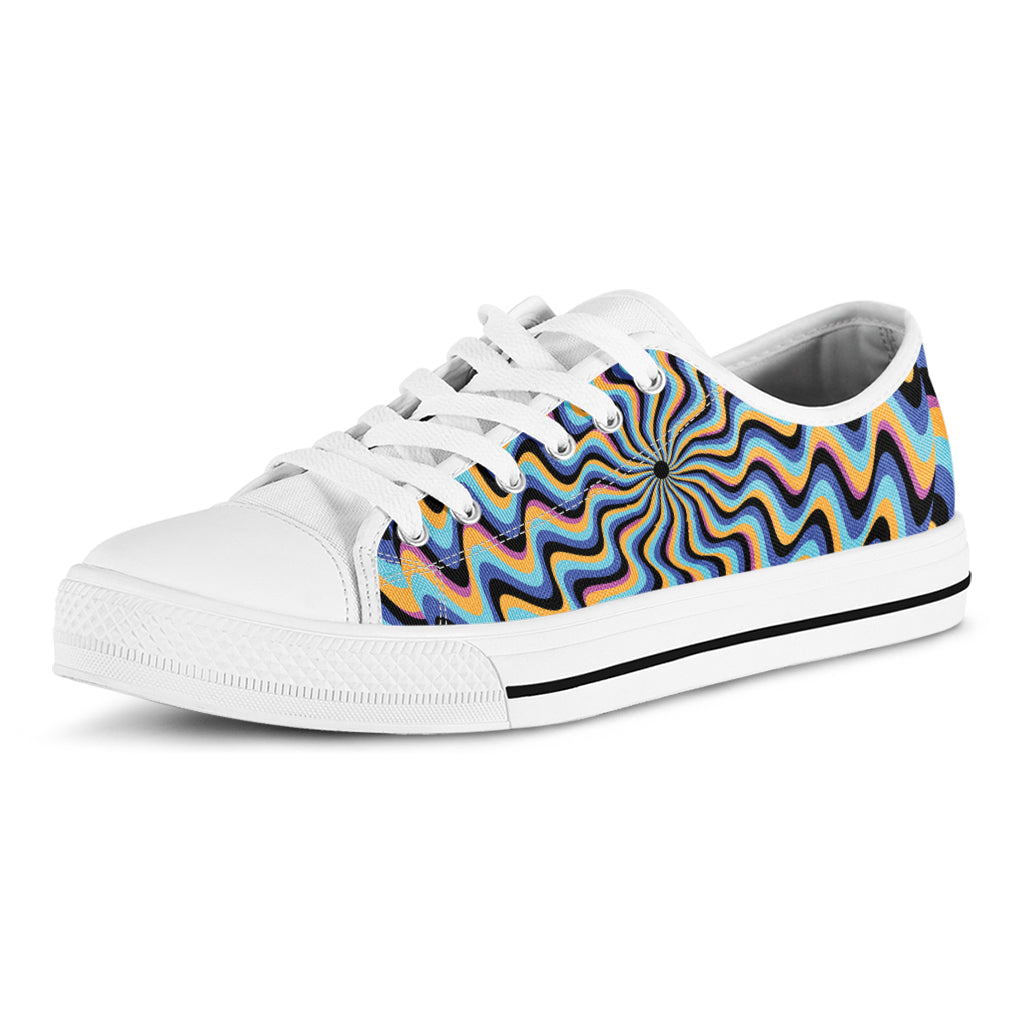 Psychedelic Illusory Motion Print White Low Top Shoes