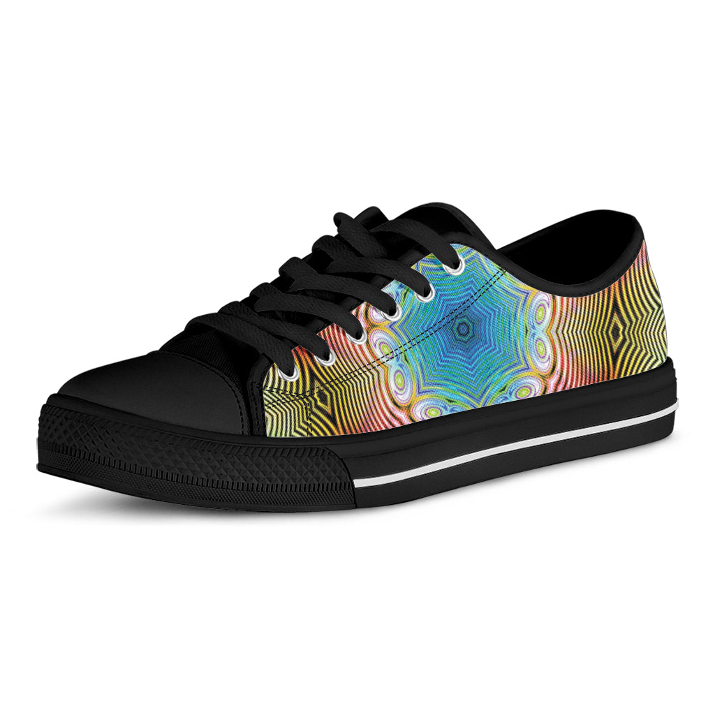 Psychedelic Kaleidoscope Print Black Low Top Shoes