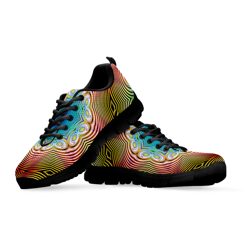Psychedelic Kaleidoscope Print Black Sneakers