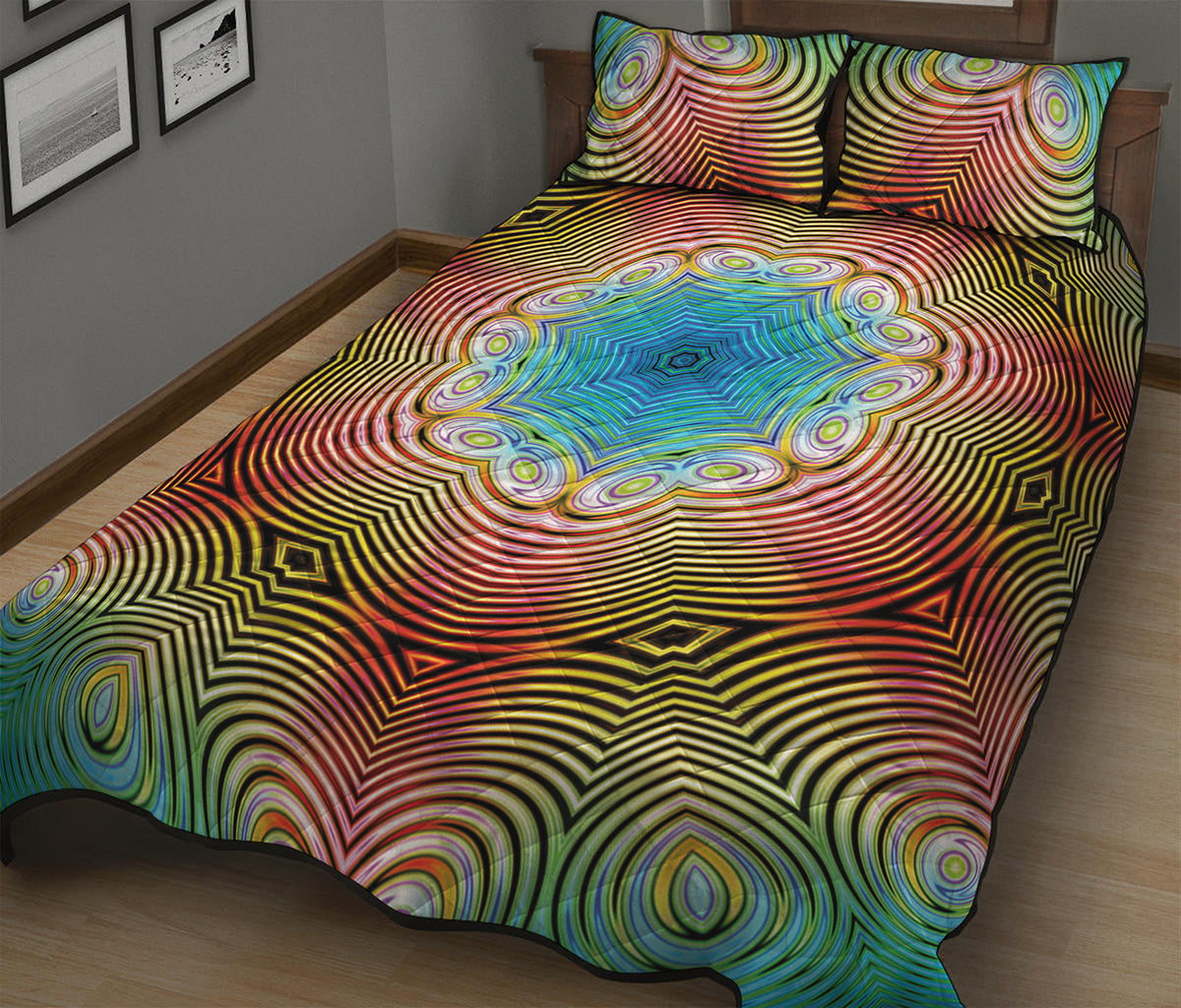 Psychedelic Kaleidoscope Print Quilt Bed Set