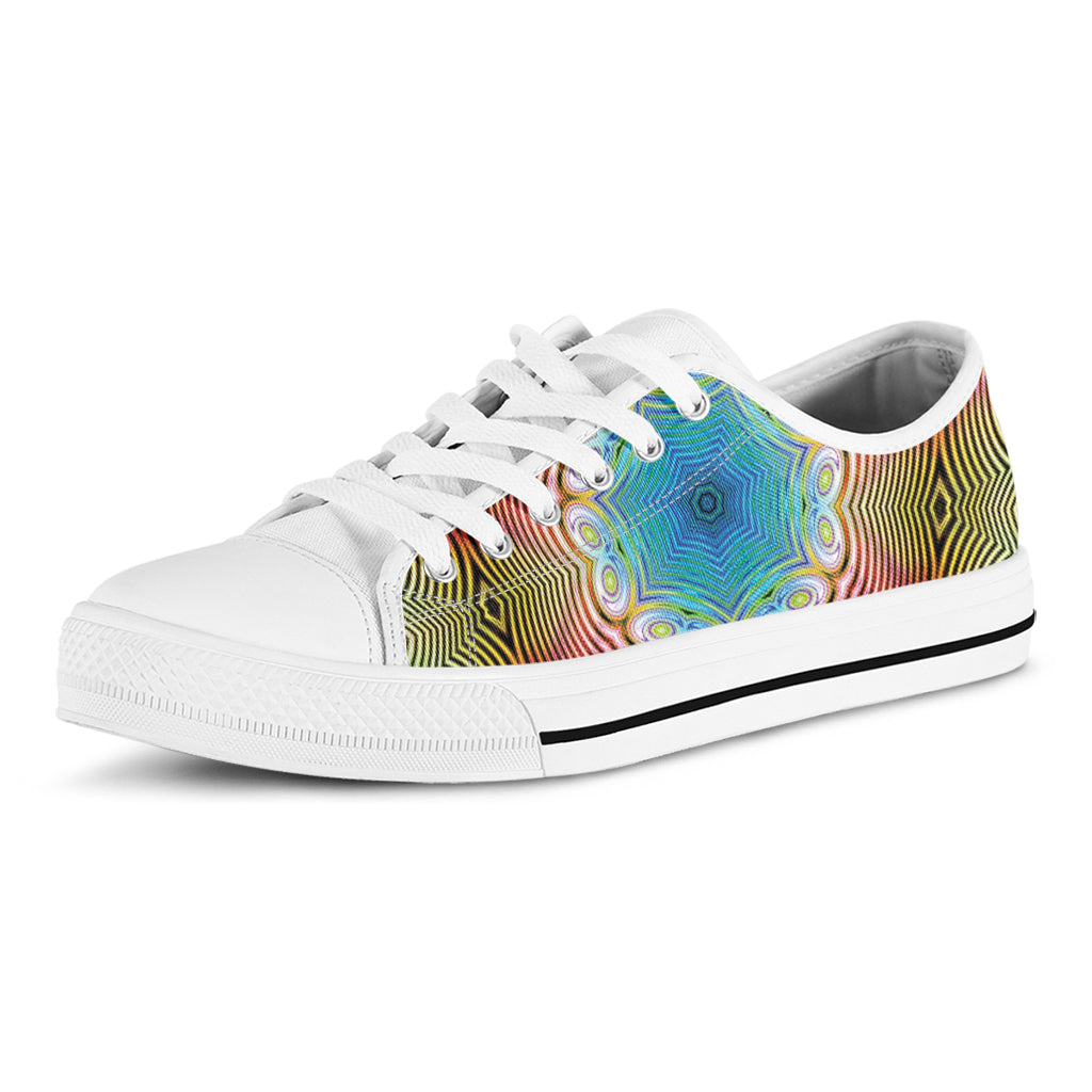 Psychedelic Kaleidoscope Print White Low Top Shoes
