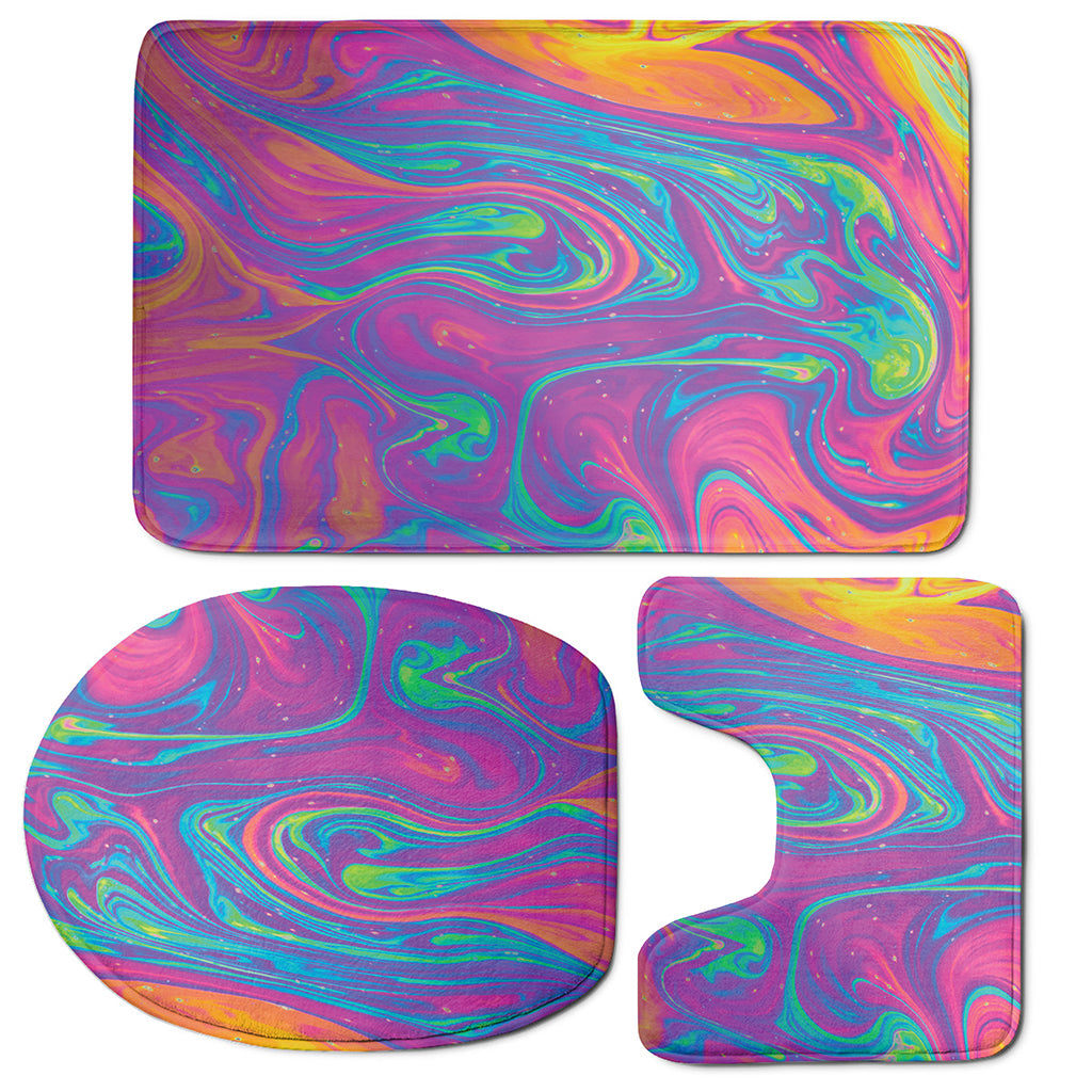 Psychedelic Liquid Print 3 Piece Bath Mat Set