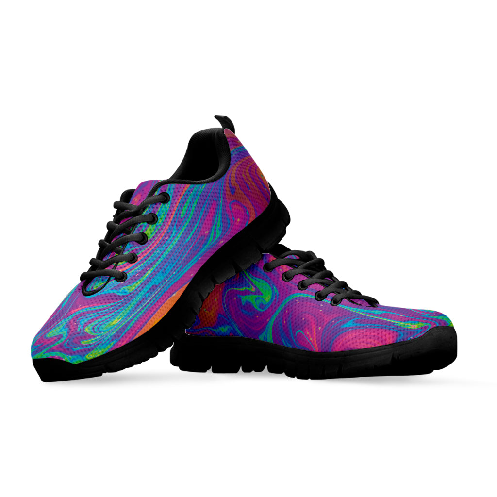 Psychedelic Liquid Print Black Sneakers