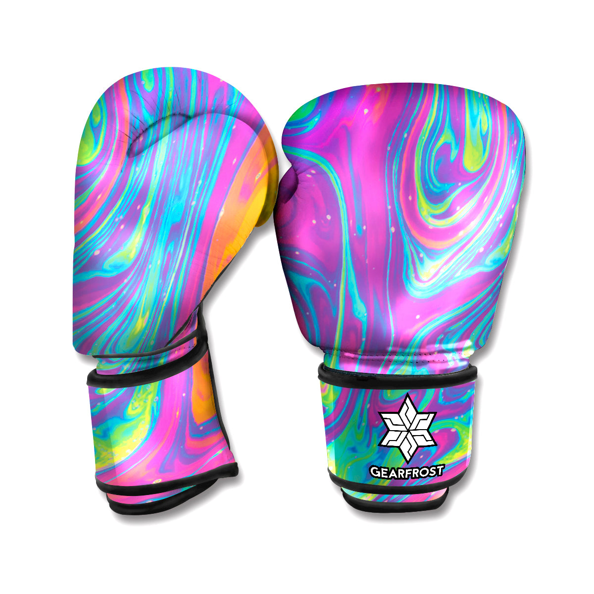 Psychedelic Liquid Print Boxing Gloves