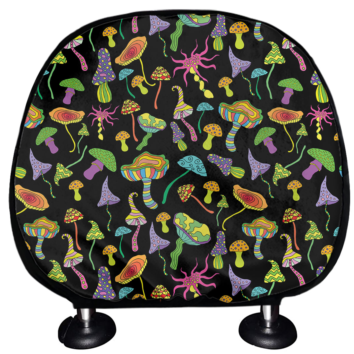 Psychedelic Mushroom Pattern Print Car Headrest Covers
