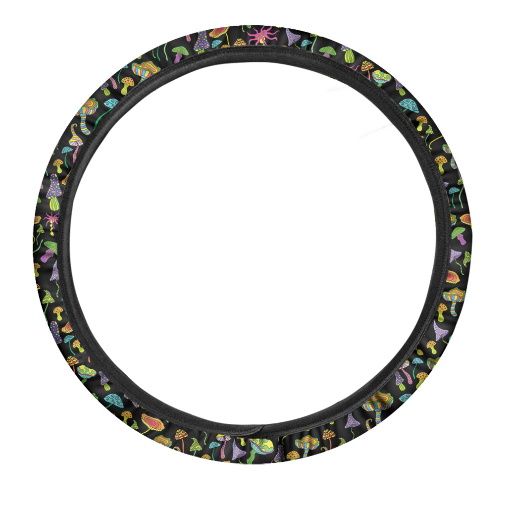 Psychedelic Mushroom Pattern Print Car Steering Wheel Cover