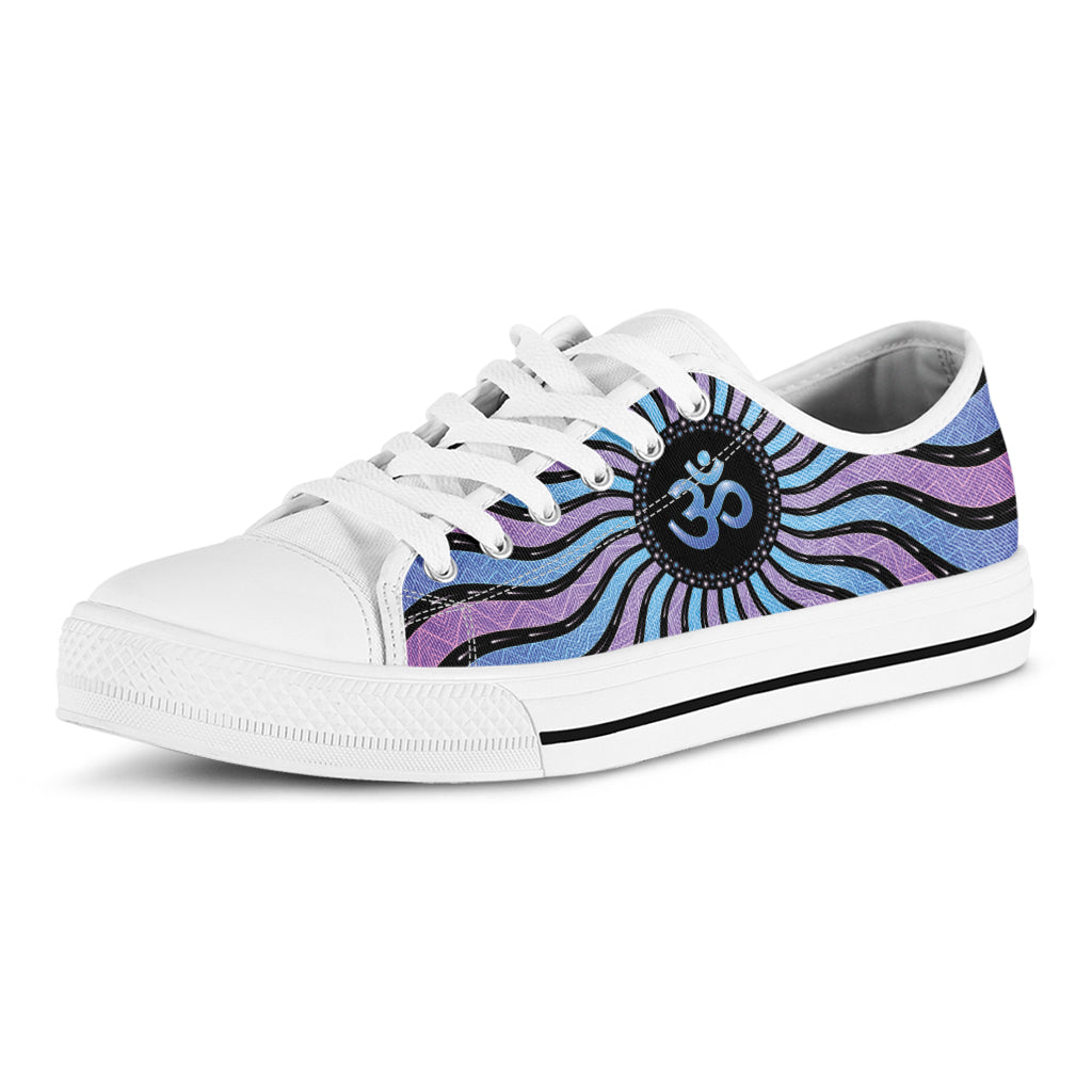Psychedelic Om Print White Low Top Shoes