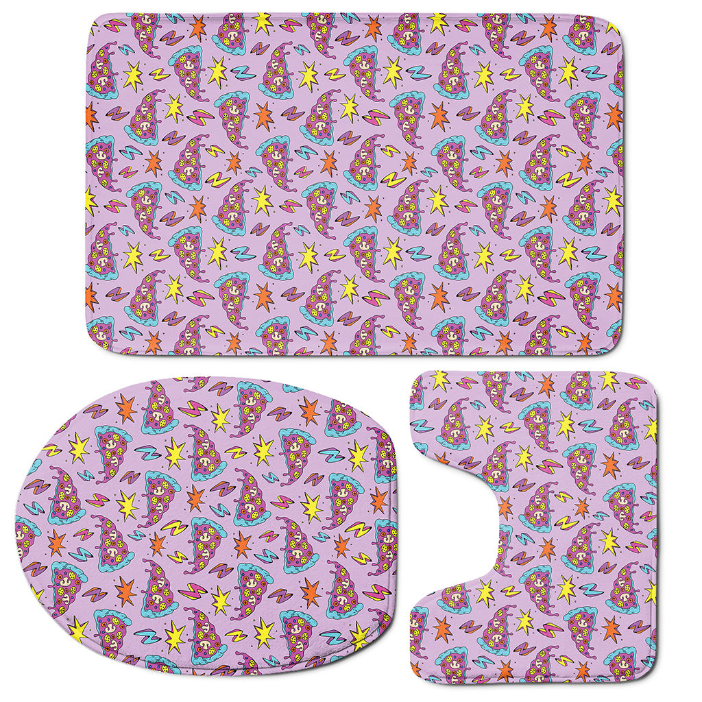 Psychedelic Pizza Pattern Print 3 Piece Bath Mat Set