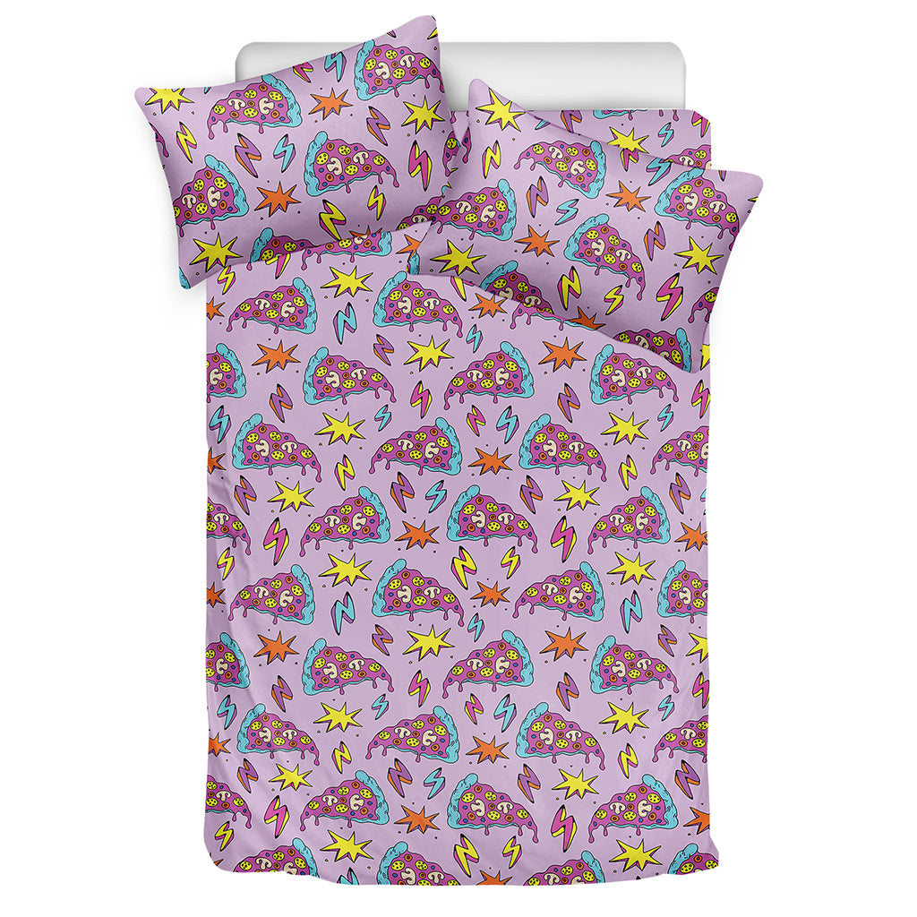 Psychedelic Pizza Pattern Print Duvet Cover Bedding Set