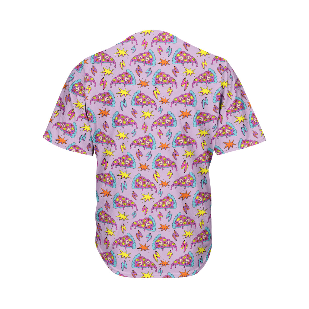 Psychedelic Pizza Pattern Print Men's Baseball Jersey