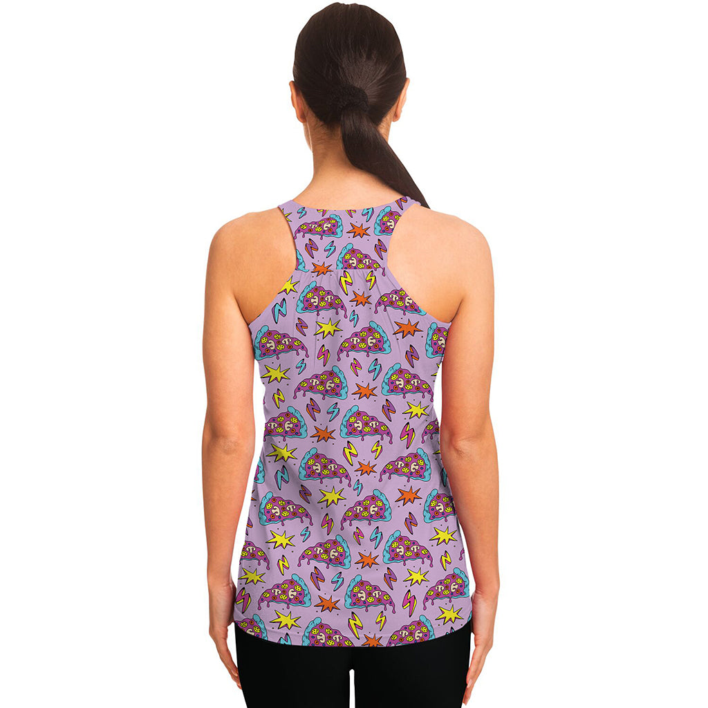Psychedelic Pizza Pattern Print Women's Racerback Tank Top