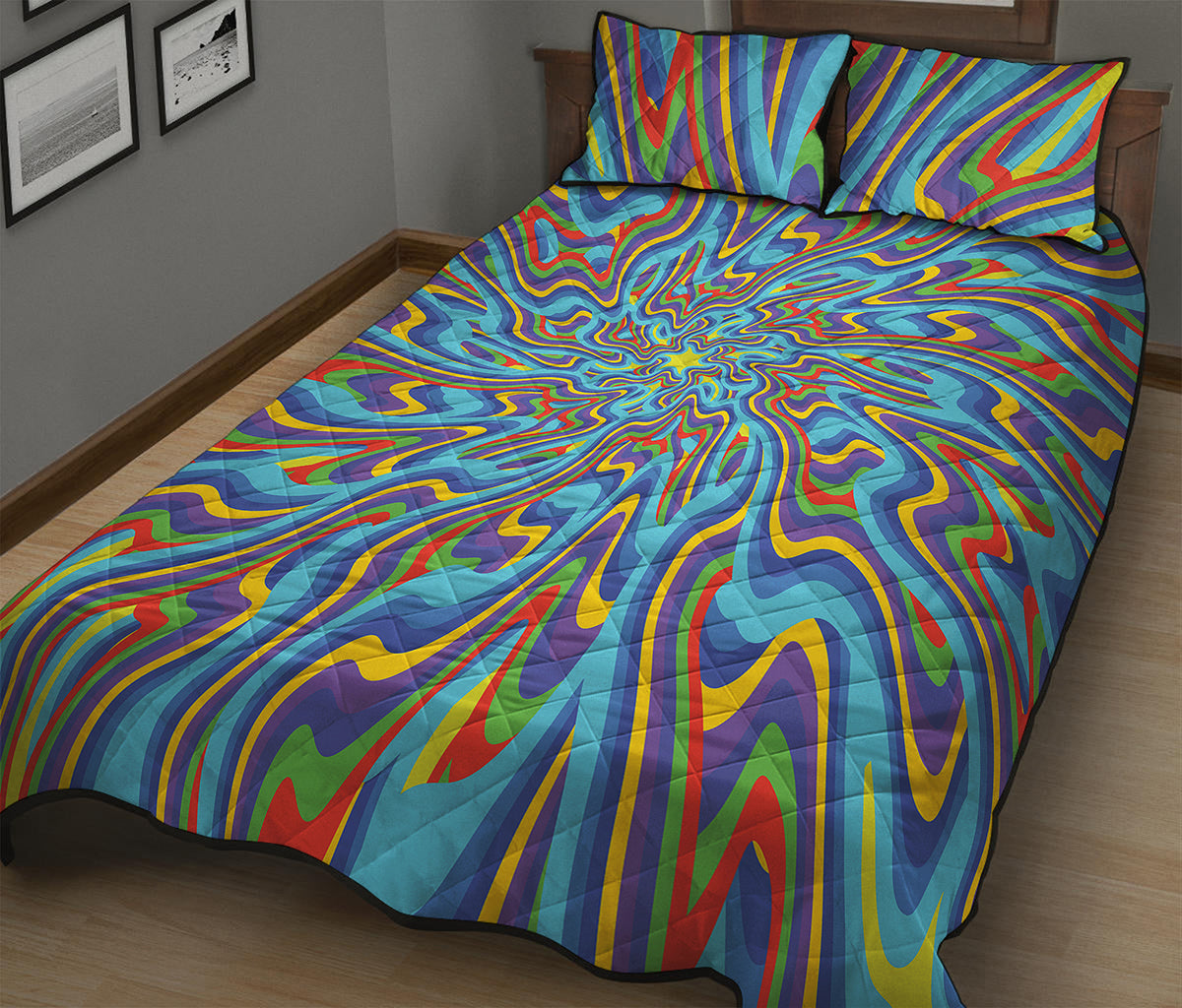 Psychedelic Print Quilt Bed Set