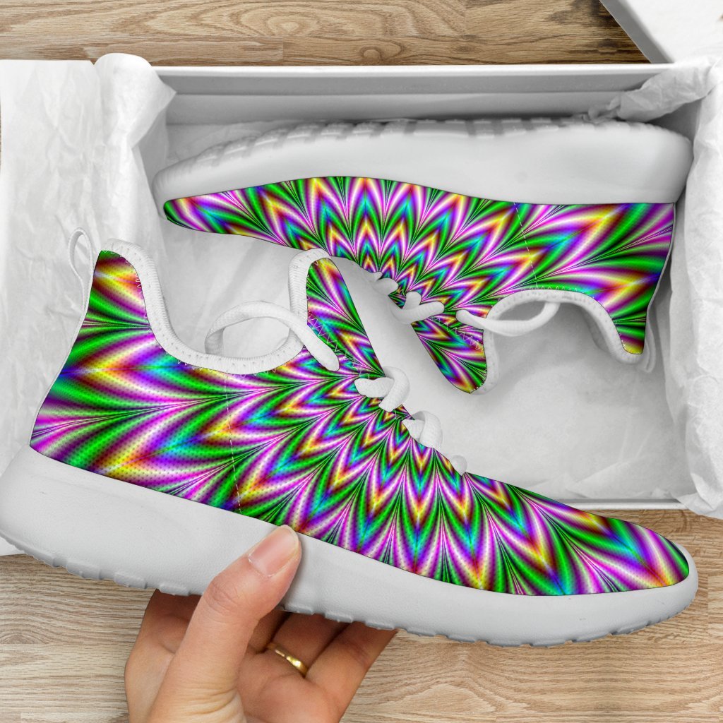 Psychedelic Radiant Optical Illusion Mesh Knit Shoes GearFrost
