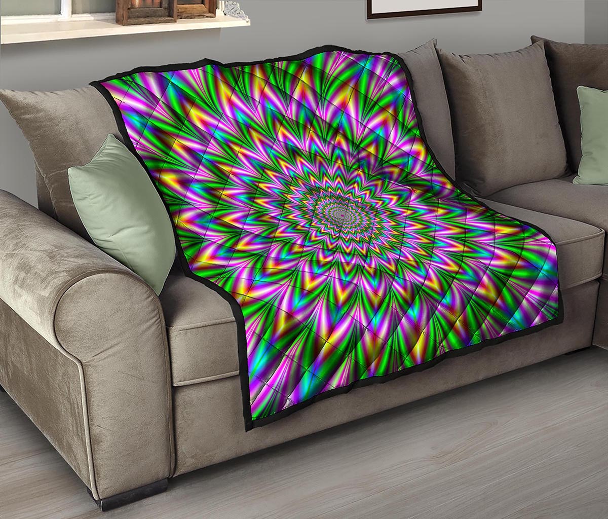 Psychedelic Radiant Optical Illusion Quilt