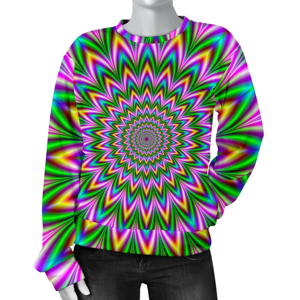 Psychedelic Radiant Optical Illusion Women's Crewneck Sweatshirt GearFrost