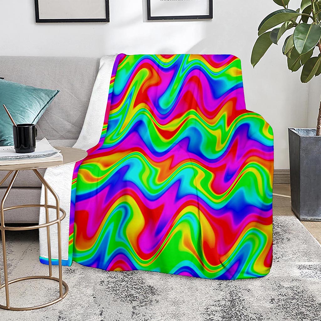 Psychedelic Rainbow Trippy Print Blanket