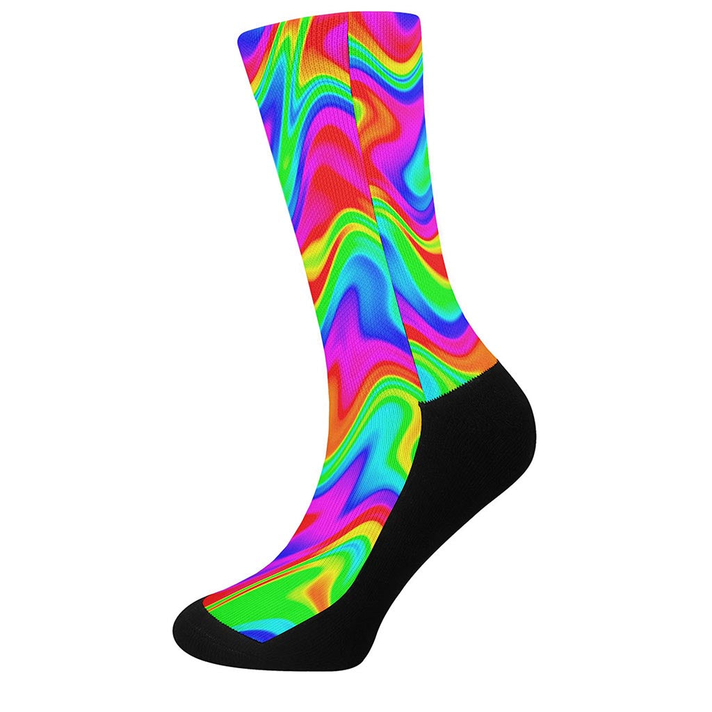 Psychedelic Rainbow Trippy Print Crew Socks