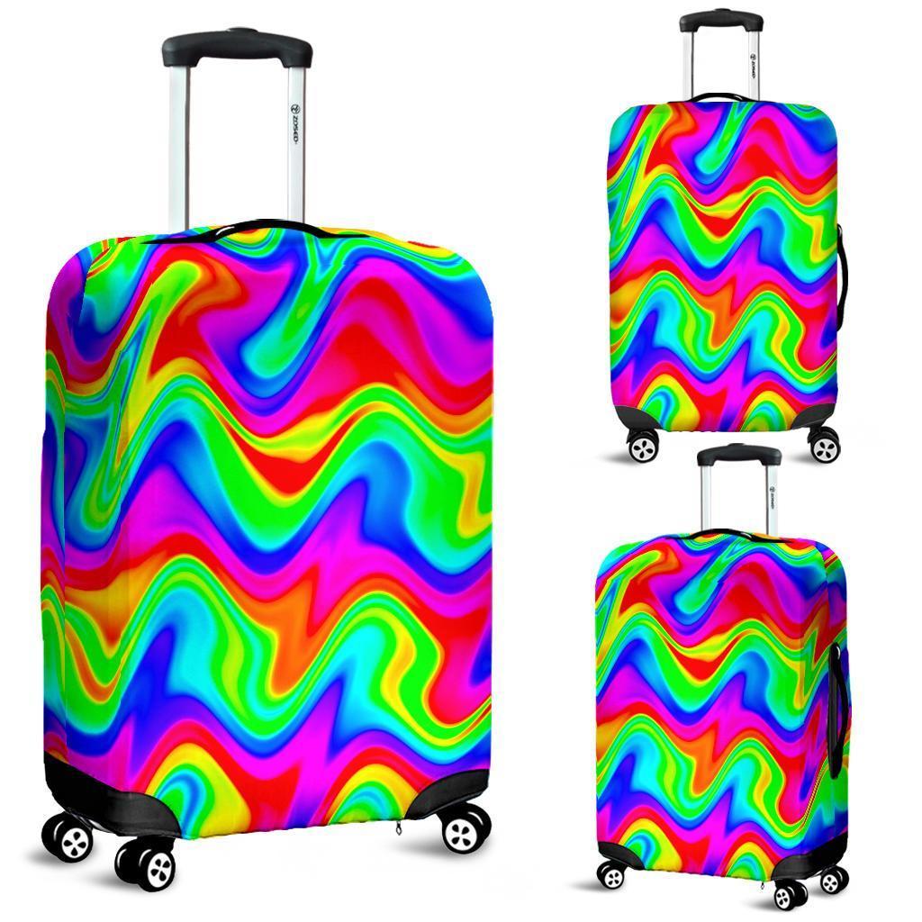 Psychedelic Rainbow Trippy Print Luggage Cover GearFrost