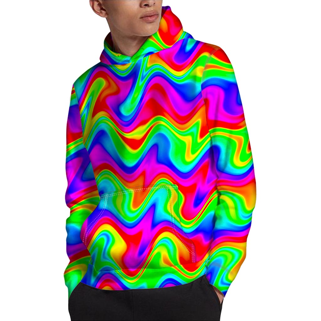 Psychedelic Rainbow Trippy Print Pullover Hoodie
