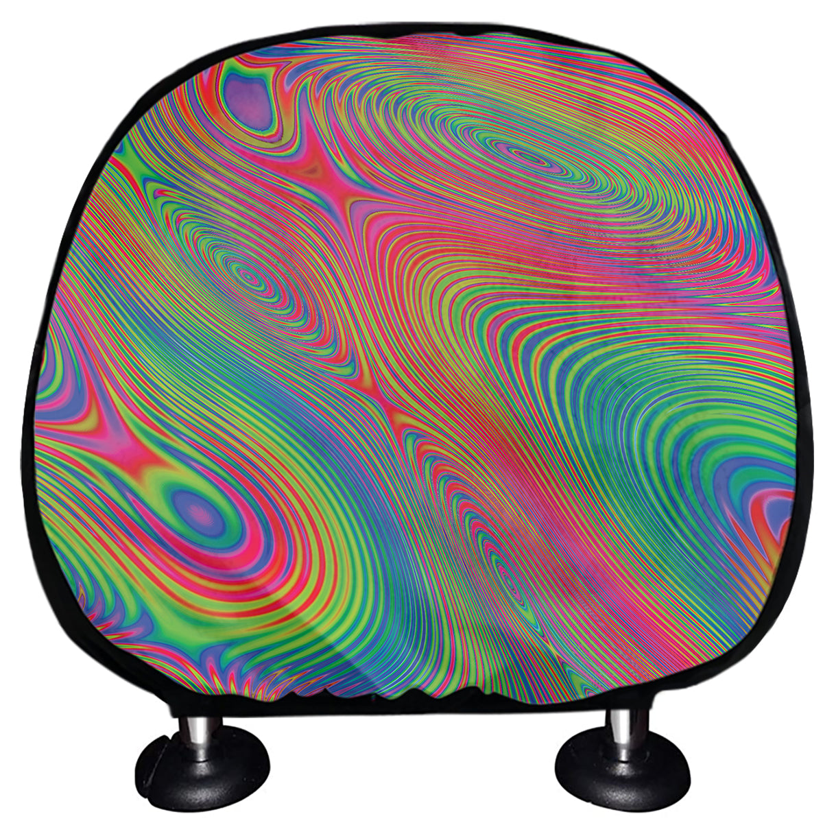 Psychedelic Rave Print Car Headrest Covers