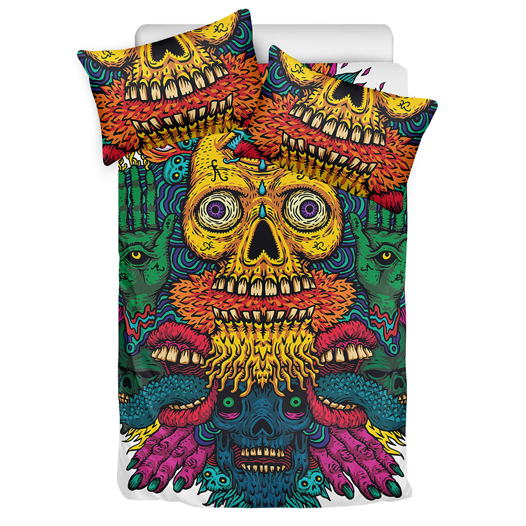 Psychedelic Skull Print Duvet Cover Bedding Set