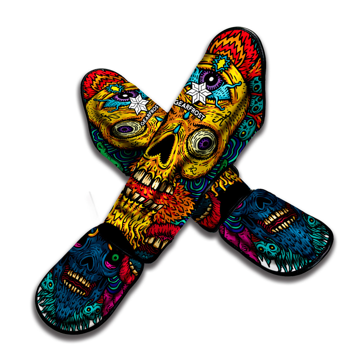 Psychedelic Skull Print Muay Thai Shin Guard