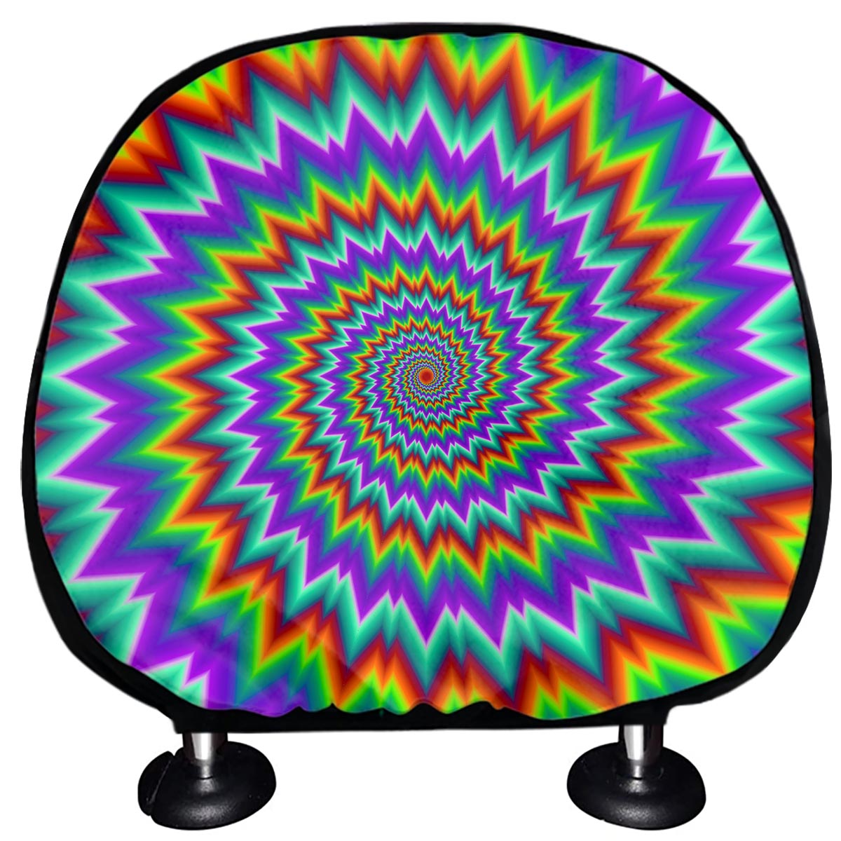 Psychedelic Spiral Optical Illusion Car Headrest Covers