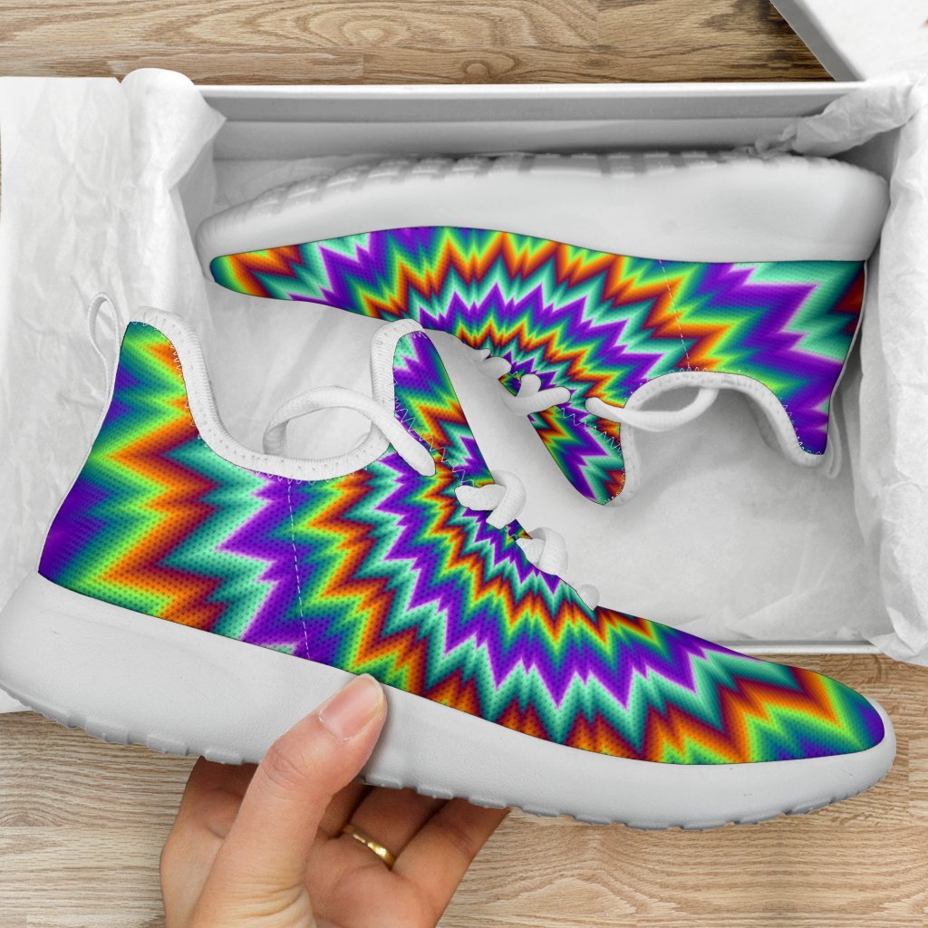 Psychedelic Spiral Optical Illusion Mesh Knit Shoes GearFrost