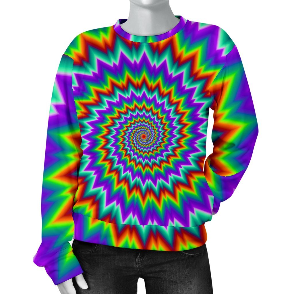 Psychedelic Spiral Optical Illusion Women's Crewneck Sweatshirt GearFrost