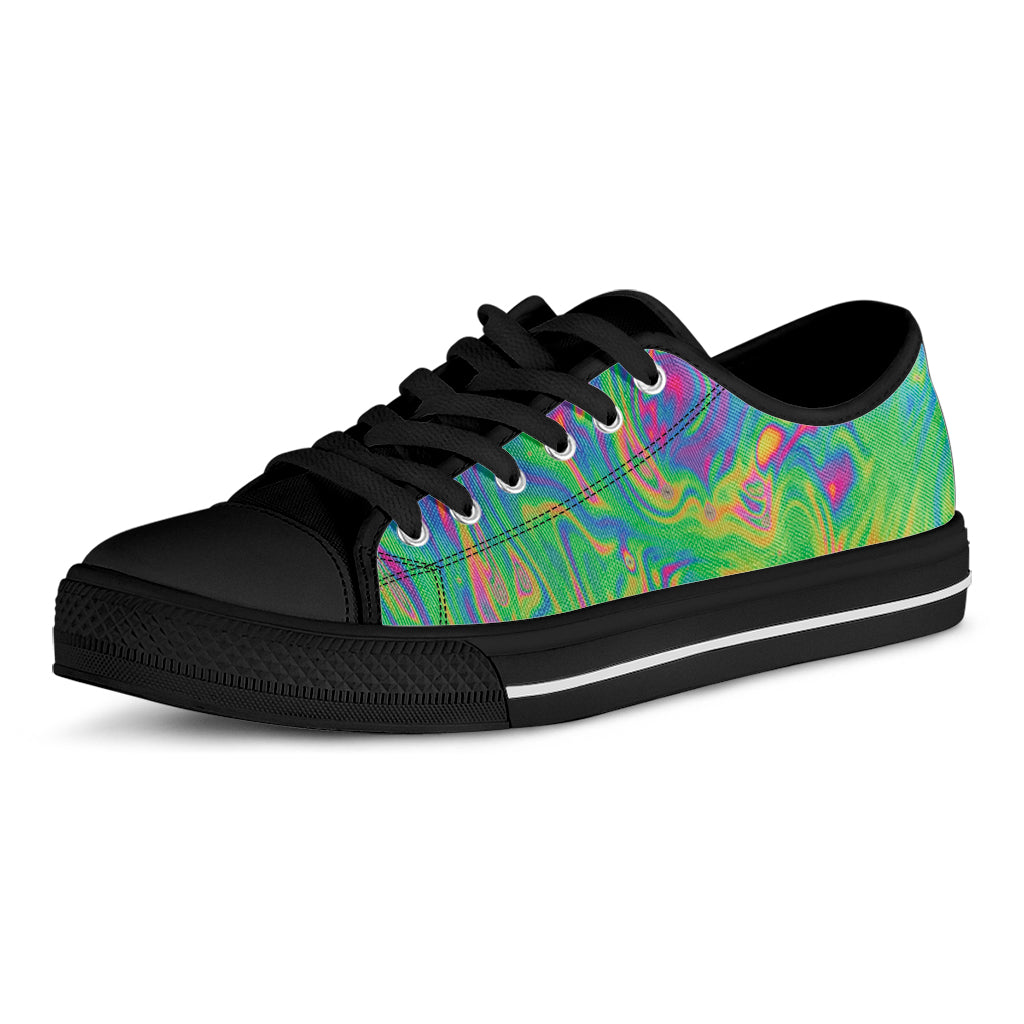Psychedelic Surface Print Black Low Top Shoes