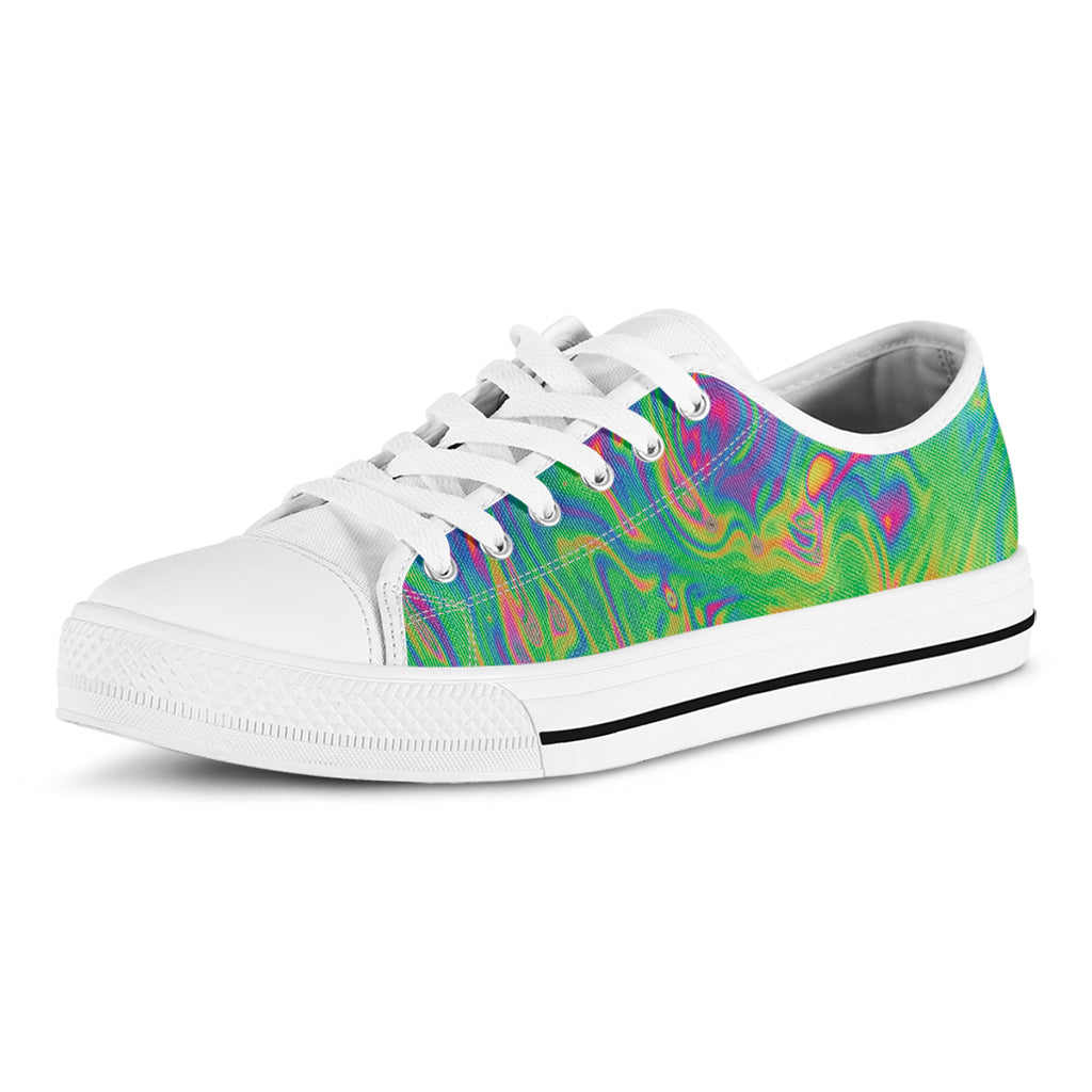 Psychedelic Surface Print White Low Top Shoes