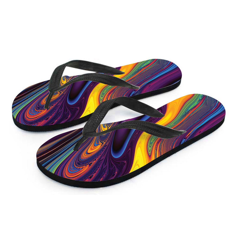 Psychedelic Trippy Fractal Print Flip Flops
