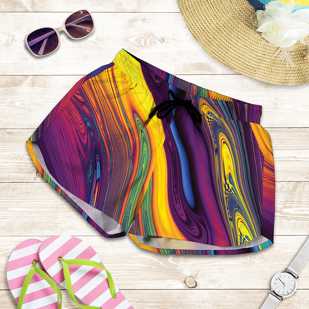 Psychedelic Trippy Fractal Print Women's Shorts