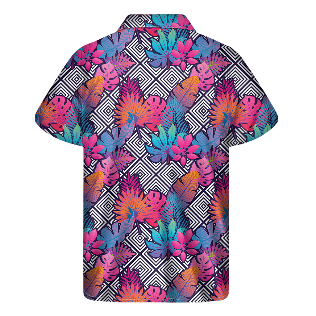Psychedelic Tropical Aloha Pattern Print Men's Short Sleeve Shirt