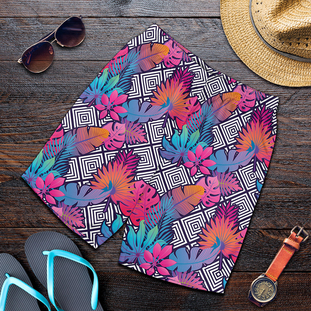 Psychedelic Tropical Aloha Pattern Print Men's Shorts