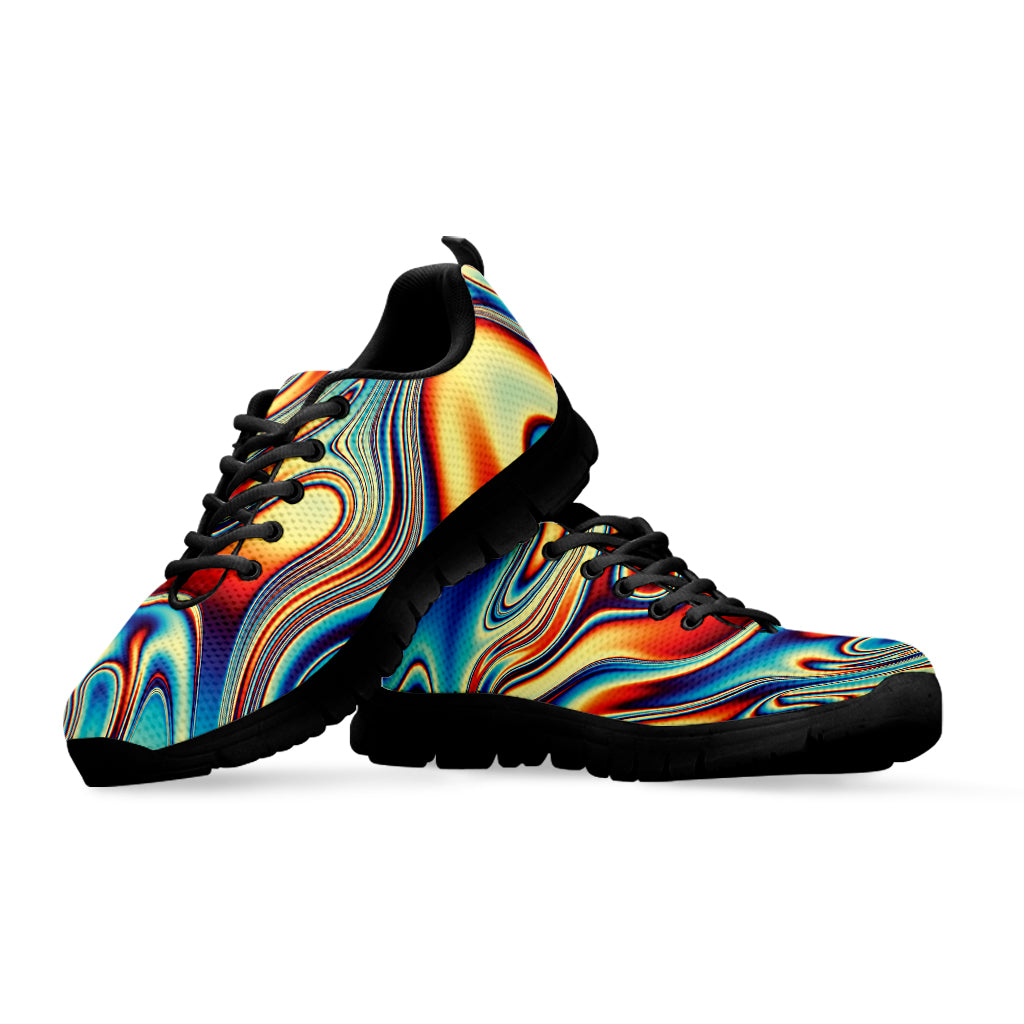 Psychedelic Wave Print Black Sneakers