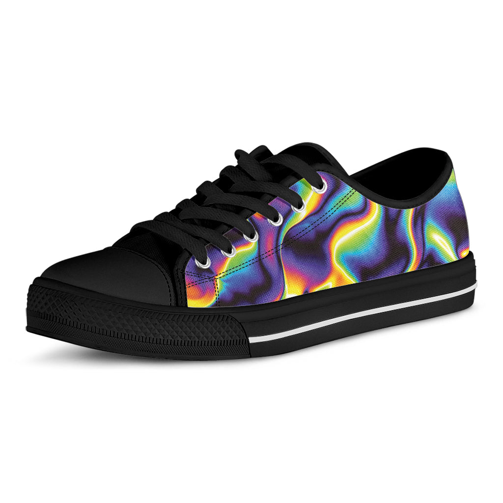 Psychedelic Wavy Print Black Low Top Shoes