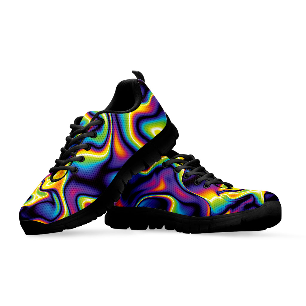 Psychedelic Wavy Print Black Sneakers