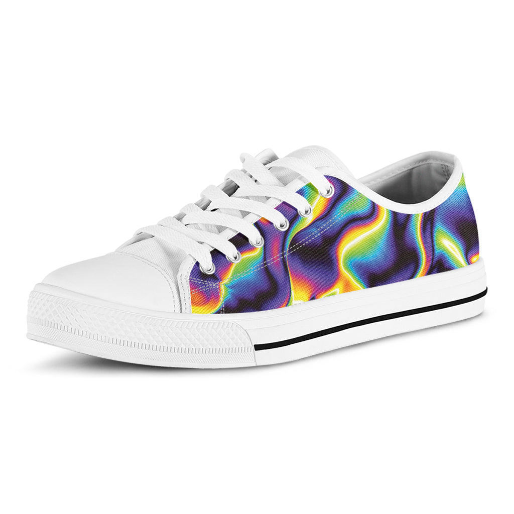 Psychedelic Wavy Print White Low Top Shoes