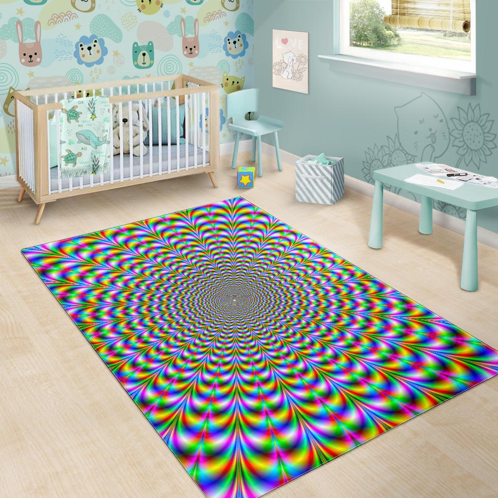 Psychedelic Web Optical Illusion Area Rug GearFrost