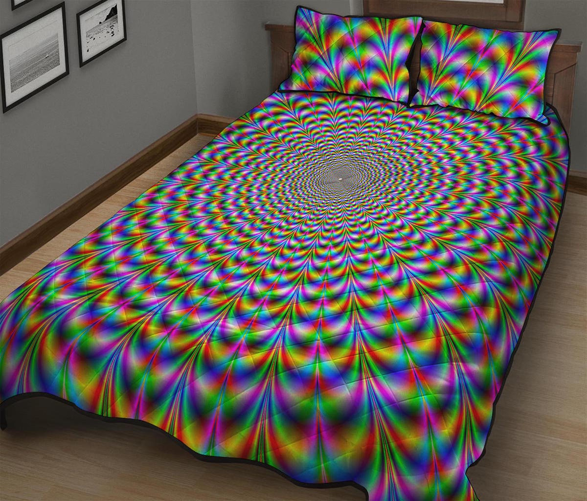 Psychedelic Web Optical Illusion Quilt Bed Set