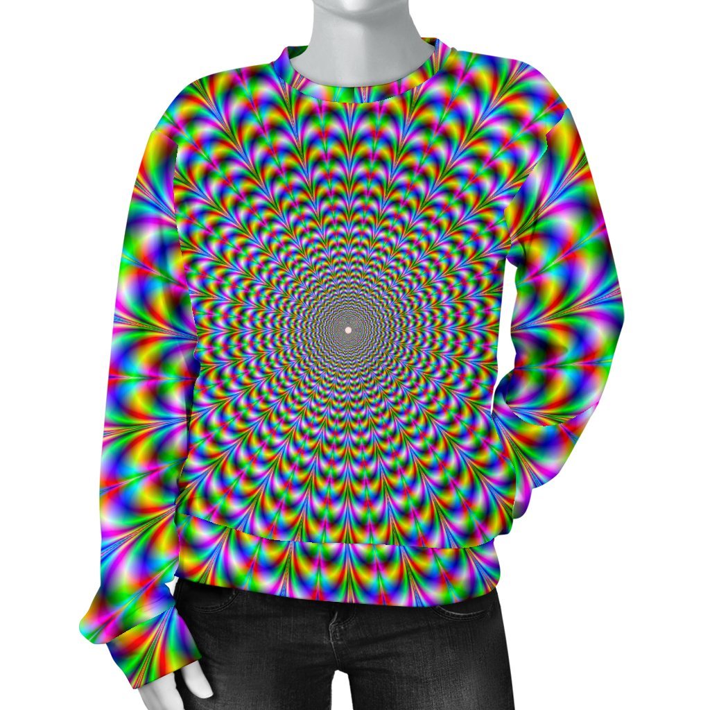 Psychedelic Web Optical Illusion Women's Crewneck Sweatshirt GearFrost