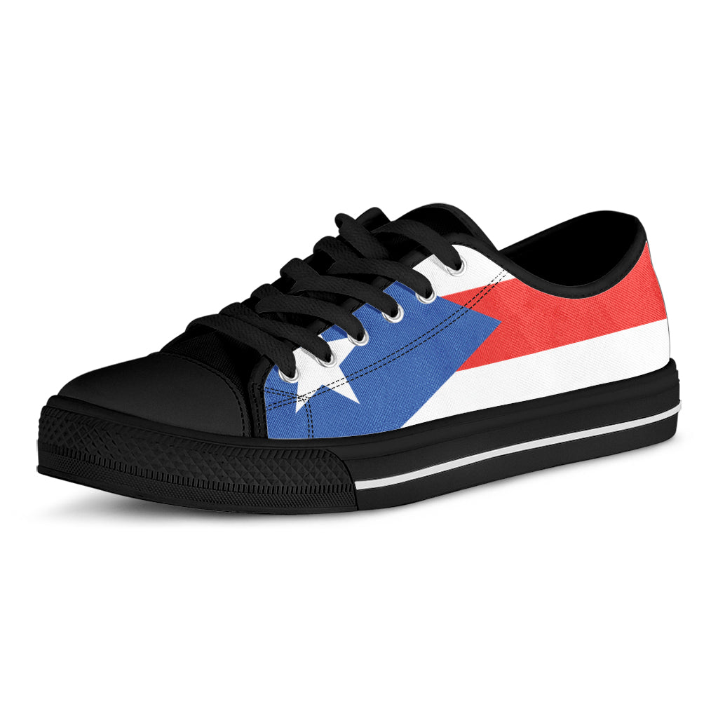 Puerto Rican Flag Print Black Low Top Shoes