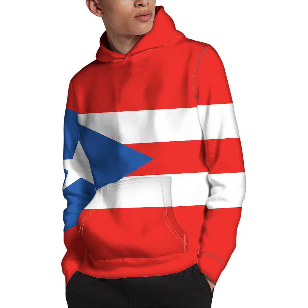 Puerto Rican Flag Print Pullover Hoodie