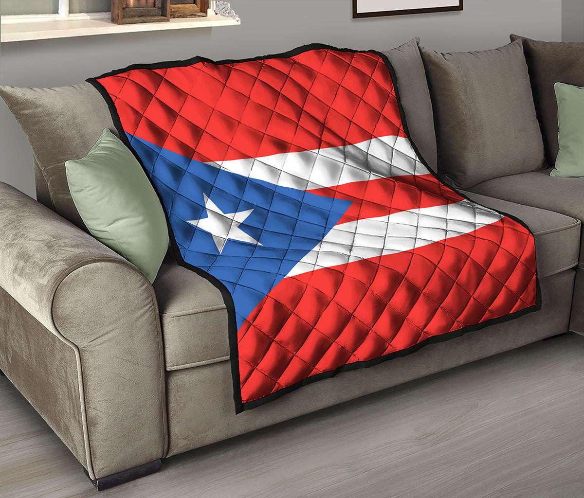 Puerto Rican Flag Print Quilt